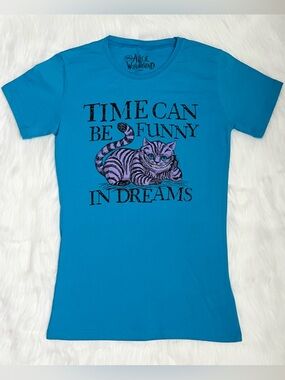 NWT Alice in Wonderland Blue Top with Cheshire Cat Design